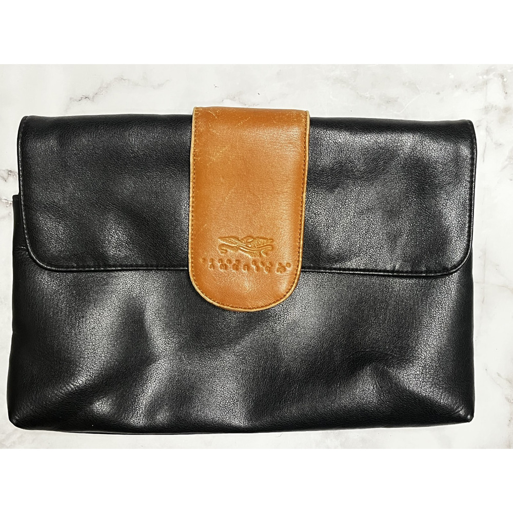 Vintage Perry‎ Ellis America Clutch Bag Faux Leather Foldover Womens 90s Purse